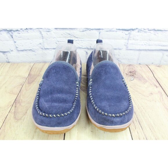 LL Bean Mountain Slippers Moccasin Suede Raw Indigo Size 8 M - Picture 4 of 9